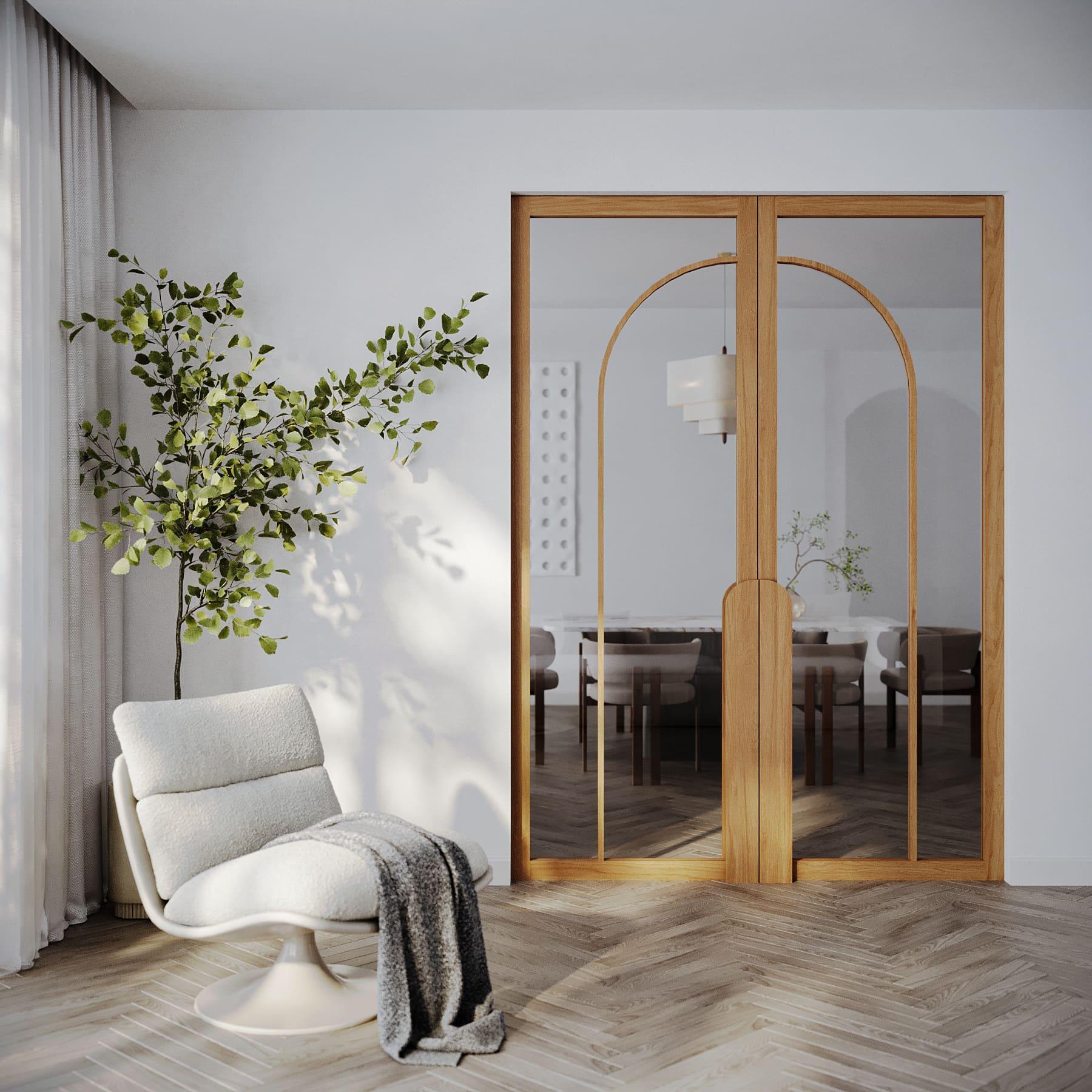 Puerta pivotante de madera